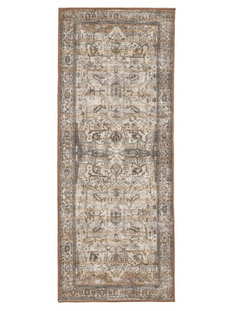 Oxana Oriental Washable 80X200 Small Brown/Beige Floral Runner Rug