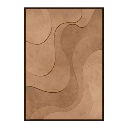 Abstrakt jordfarvet maleri, MDF-ramme, 80x120 cm