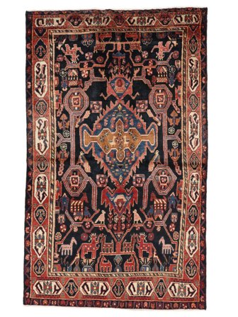 Nahavand Teppich Handgeknüpft 135X223 Schwarz/Dunkelrot Persien
