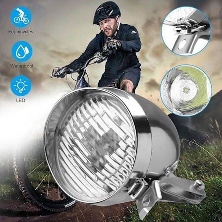 Klassisk Krom Retro Sykkel LED Lys Frontlykt Sykling Frontlampe