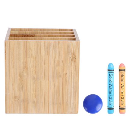 Skrivebordsboks i bambus for oppbevaring av penner og blyanter, magnetisk lukking, krittorganisator