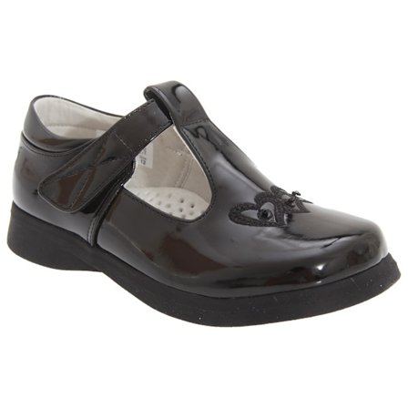 Boulevard Girls Touch Fastening T Bar Shoes 13 UK Black Patent