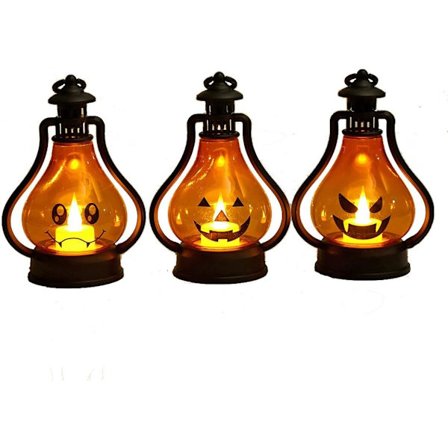 3 stk. Halloween gresskarlys lanterne LED-lys gresskar for Halloween-dekorasjoner innendørs og utendørs hage hage plenfest