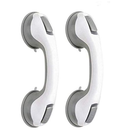 2 stk. sikkerhedsgreb til badekar/håndtag/sugekop til bruser til badeværelse (grå)