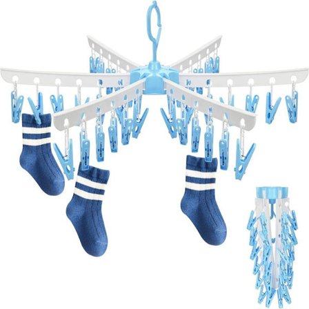 Sokketørkestativ med 36 klesklyper, sammenleggbart klesstativ, stort