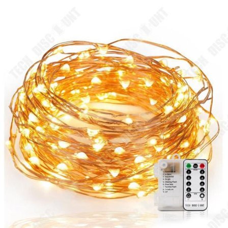 Lysande LED Slinga - Tech Discount - 100 LEDs - 10m - Fjärrkontroll - IP44