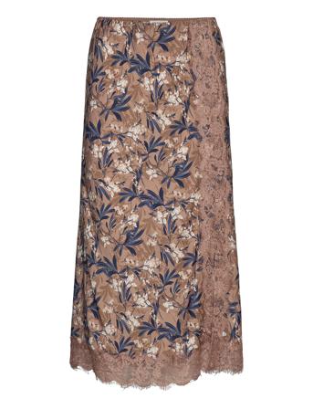 Skirt Knälång Kjol Brun Rosemunde