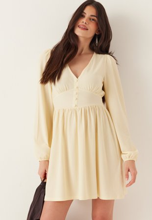 BUBBLEROOM-Structure Button Mini Dress-S