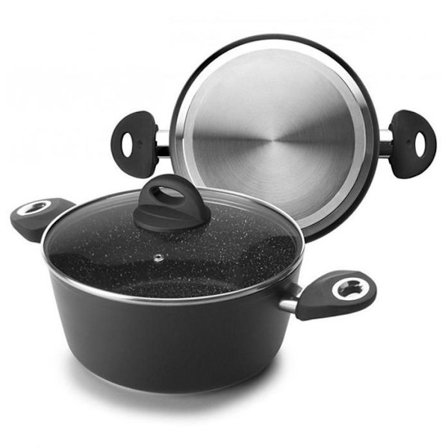 Kastrull - IBILI - Natura - 20 cm - Non-stick sten - Induktionskompatibel - Glaslock