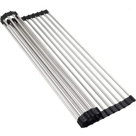 (15 rør)Foldbar oppvaskstativ i rustfritt stål, svart plast, kjøkkenoppbevaringstilbehør, oppvask