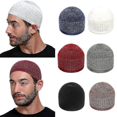 Stretch-stickad Mössa Skull Cap Beanie Mössa Muslimsk Islamisk Skull Akrylfiber