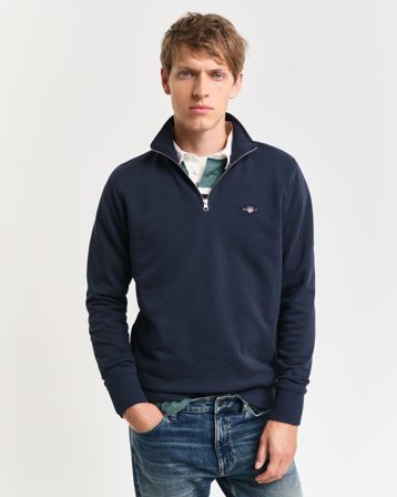 GANT Herren Sweatshirt mit halblangem Reißverschluss (XS) Blau
