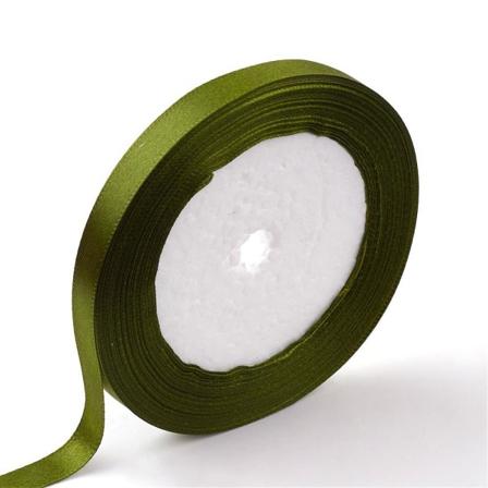 1 Rulle (25yard=22,89 Mt.) Olive Grön Satinband 12 Mm. Bred