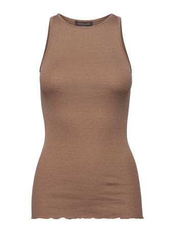 Silk Top T-shirts & Tops Sleeveless Ruskea Rosemunde