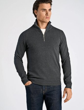 Lindbergh 100% Recycle Knit Half Zip - Grey - L