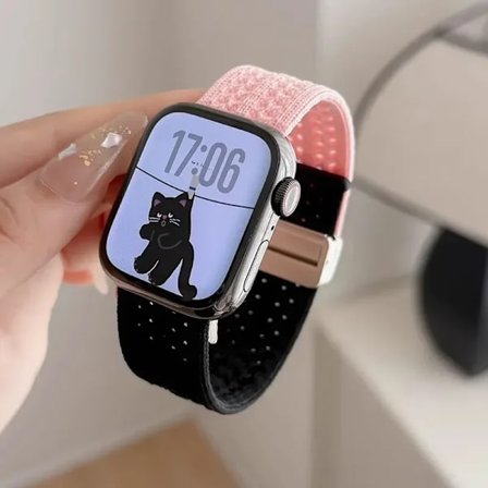 Flätat armband för Apple Watch-armband 44 mm 40 mm 45 mm 46 mm 49 mm 41 mm 38 mm Magnetiskt nylonarmband iWatch serie se 7 6 8 9 10 Ultra 2