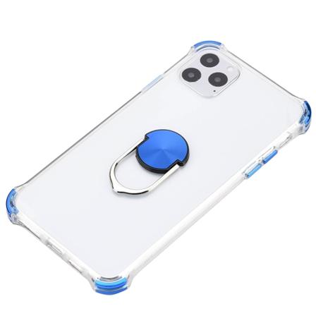 iPhone 11 Pro Max - Käytännöllinen suojaava suojus sormustelineellä Blå