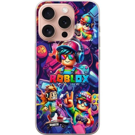 Kompatibel Mobilcover til Apple Apple iPhone 16 Pro Farverig Roblox gaming gruppe med hovedtelefoner, controllere og neonfarver perfekt til børn og g