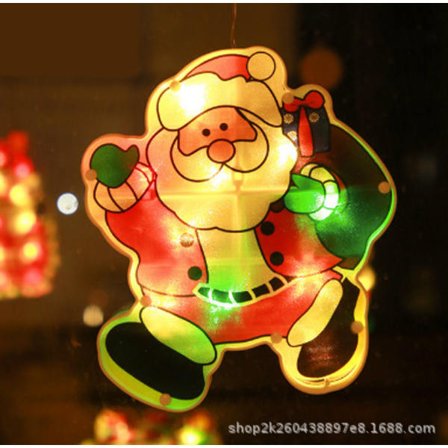 LED juldekoration sugkopp ljus skyltfönster hängande ljus trumpet gubbe klocka snögubbe atmosfär ljus