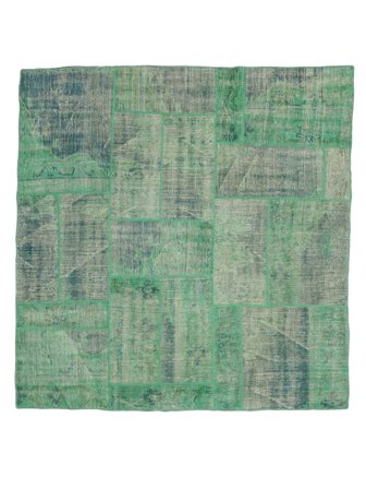 194X194 Tapis Patchwork Moderne Carré Vert/Vert Foncé (Laine, Perse) Carpetvista