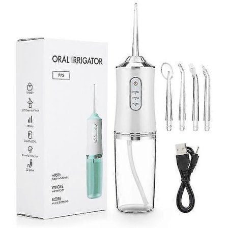 2026 Oral Irrigator Bærbar Dental Vannflosser USB Oppladbar Vannjet Floss Tannpirker 4 Jet Tips 220ml 3 Moduser IPX7 1400rpm