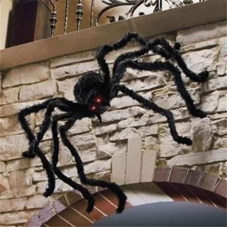 Gigant Halloween-edderkop, 50 cm, Halloween-edderkoppedekoration til udendørs brug