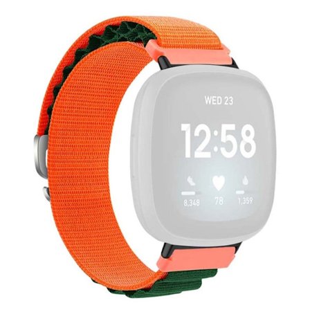 Fitbit Versa 4 / Versa 3 / Sense 2 / Sense Klockarmband Nylon Justerbart handledsband - Orange + Grön