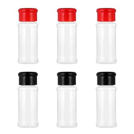 6 st Kryddburkar i Plast, Salt- och Pepparkvarnar, Kryddburkar, Flaskor, Behållare med Sifterlock, Lämpliga för Köket