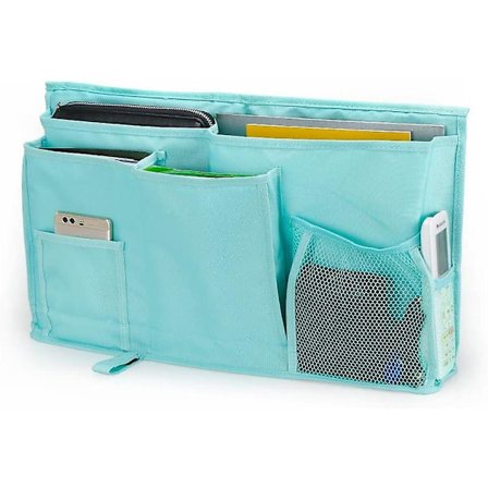 (grön) Sängförvaring - 8 fickor Sänghängande förvaringsväska med rem för mobiltelefon, surfplatta, böcker, vävnad, idealisk för säng, sovsalar, 