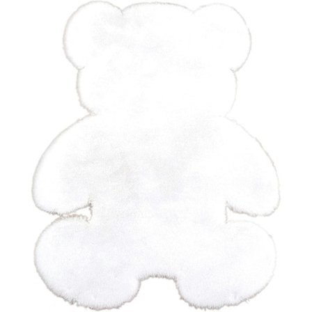 KRIPINC Fluffig Matta, Mjuk Björnformad Fuskpälsmatta, Halkskyddande Dekorativ Fårskinnsmatta för Vardagsrum, Sovrum, Sängsida (Vit)