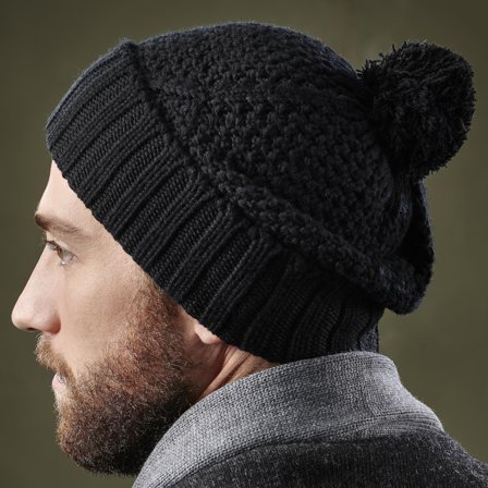 Gorro de lana de merino negro Karl para hombres - Gorros de punto