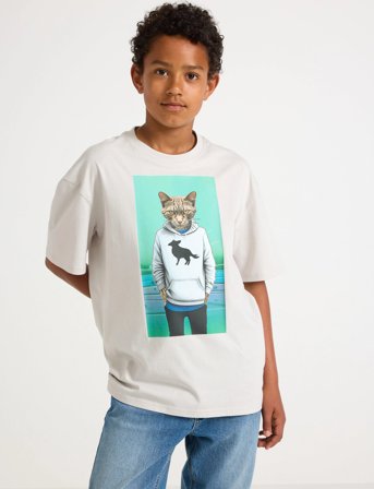 Lindex T Shirt Photoprint Animal - Grey - 128