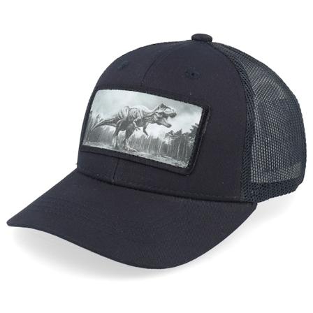 Kiddo Cap - Zwart trucker Cap - Kids T-rex Dino Patch Black Trucker @ Hatstore