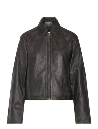 Lapels Leather Jacket Black Mango