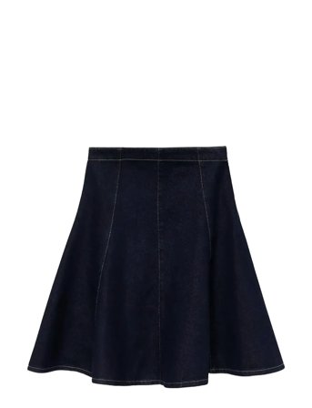 Mango Denim Midi-Skirt With Stitching - Blue - S