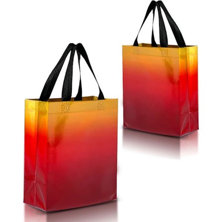 Gradient Gaveposer, 12-pakning Solnedgang Gul og Rød Gjenbrukbar Festfavoritt, Iridescent Finish-poser for Feiringer og Arrangementer