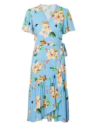 Yascimello 2/4 Midi Wrap Dress S. - Show Dresses Summer Dresses Blå YAS*Betinget Tilbud