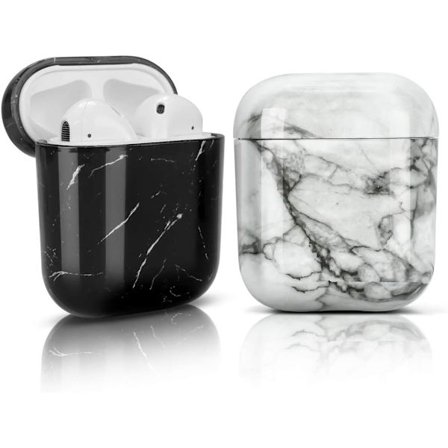 Beskyttende etui kompatibel med AirPods 1&2,[Hard PC] [2 Pack] Marmoreret Airpods etui cover Stødsikkert bærbart etui tilbehør til AirPo-