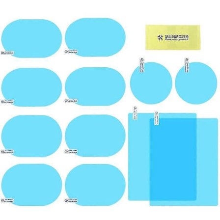 12 stk. bil bakspejl regntæt film antidug klar beskyttende klistermærke anti-ridse vandtæt spejl rude film til bil spejle ruder sikker D