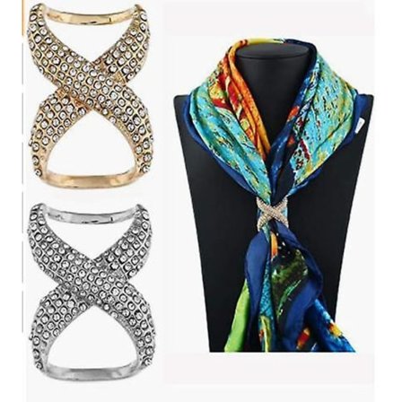 Wabjtam 2 kpl Alloy Huivi Liukurengas/klipsi & T-paita/huivi/vyötärö Solki Muoti Strassi Sileät Huiviklipsit Silkki Lukko Vaatteiden Kääre Kiinnike 