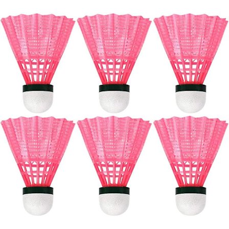 6 stk. Plastik Badmintonbold Holdbar Sports Træningsbold Shuttlecocks Spillebolde Til Udendørs Skoleøvelser Tilbehør - Pink