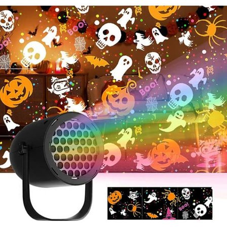 1/2 stk. LED Projektor Lampe 360° Roterende med 16 Mønstre Halloween Jul Snefnug Indendørs Udendørs Fest Dekoration