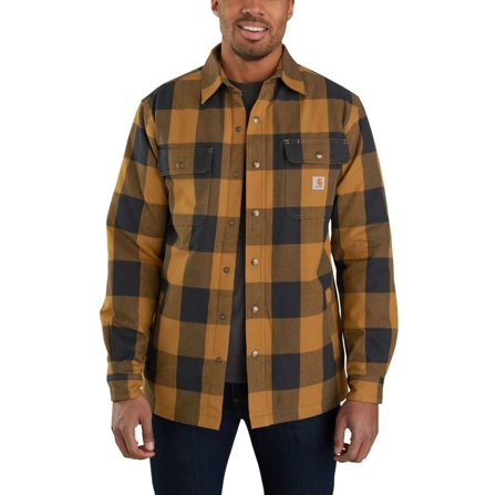 Carhartt Men's Hubbard Sherpa Lined Shirt Jacket Men long-sleeved shirts Brown XL