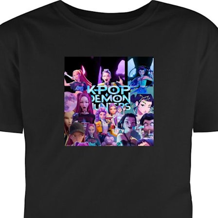Barn T-skjorte KPop Demon Hunters anime stil mörk design