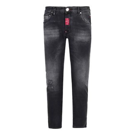 Philipp Plein, Denim Trousers Skinny Fit Hexagon Zwart, Heren, Maat:W29