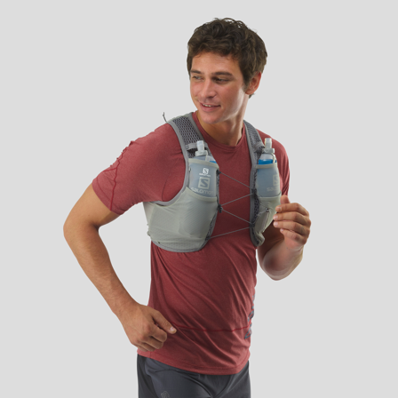 Salomon - Juoksuliivit Laukut ja reput Active Skin 4 Set - Wrought Iron / Sedona Sage