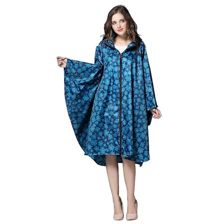 Lett, vanntett regnponcho - gjenbrukbar, ripstop, pustende regnfrakk med hette for utendørsaktiviteter