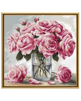 Broderikit Tavla Vas med rosor