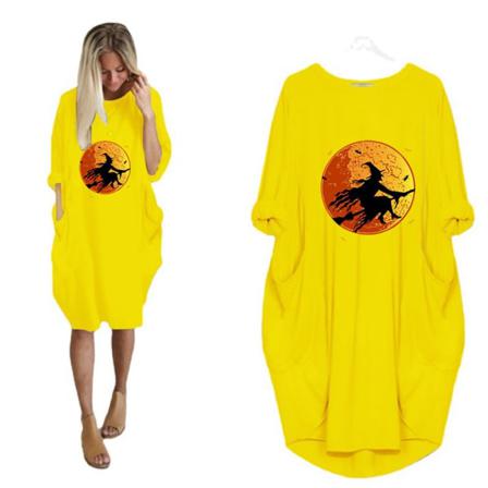 Halloween Kvinnlig Häxa Casual Fritidsklänning Med Fickor