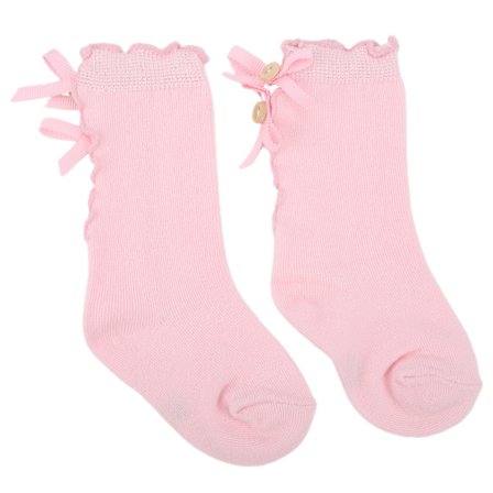 Vauvan tyttöjen prinsessa rusettisolkkasukat, pehmeät sukat 0-1-vuotiaille lapsille, vaaleanpunainen